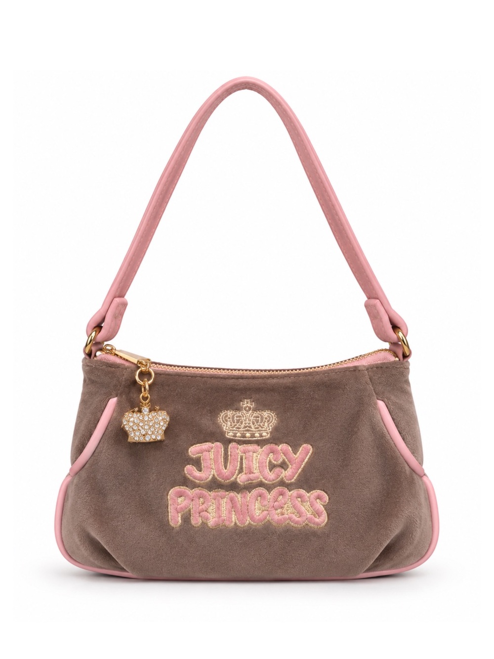 Juicy Couture Juicy Princess Velour Shoulder Bag Brown Pink